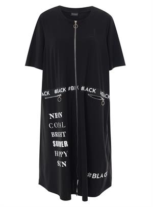 Gozzip Black - Lycia Cardigan med Print, Sort/Hvid, L-50/52